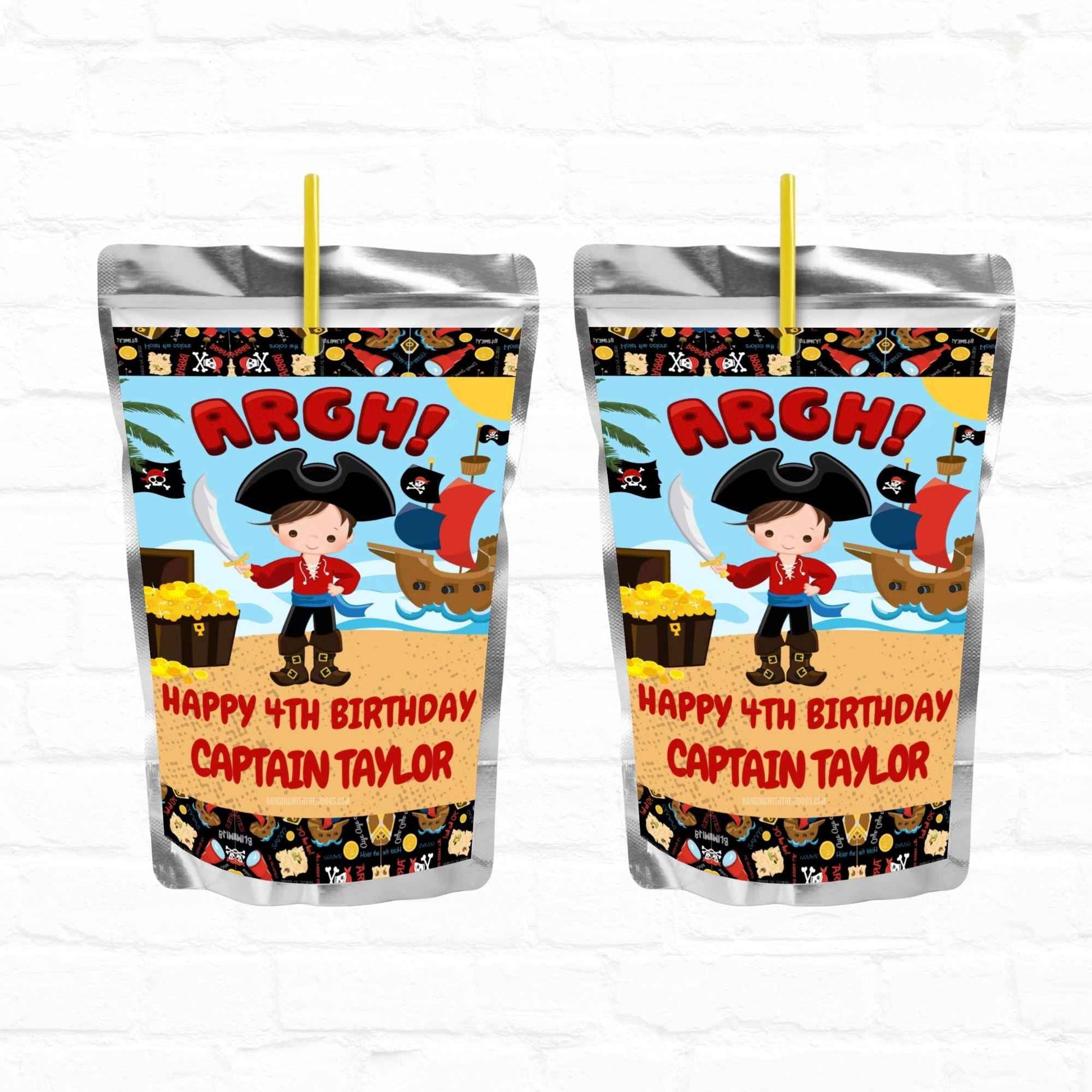 Pirate Birthday Personalized Juice Pouch Labels| Instant Download 02