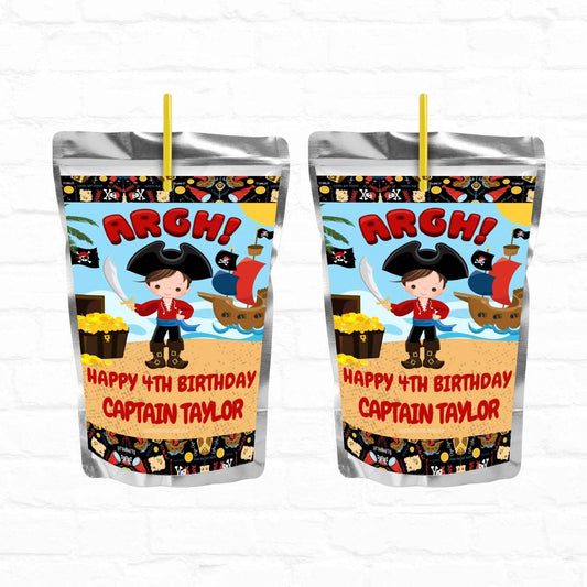 Pirate Birthday Personalized Juice Pouch Labels| Instant Download 02