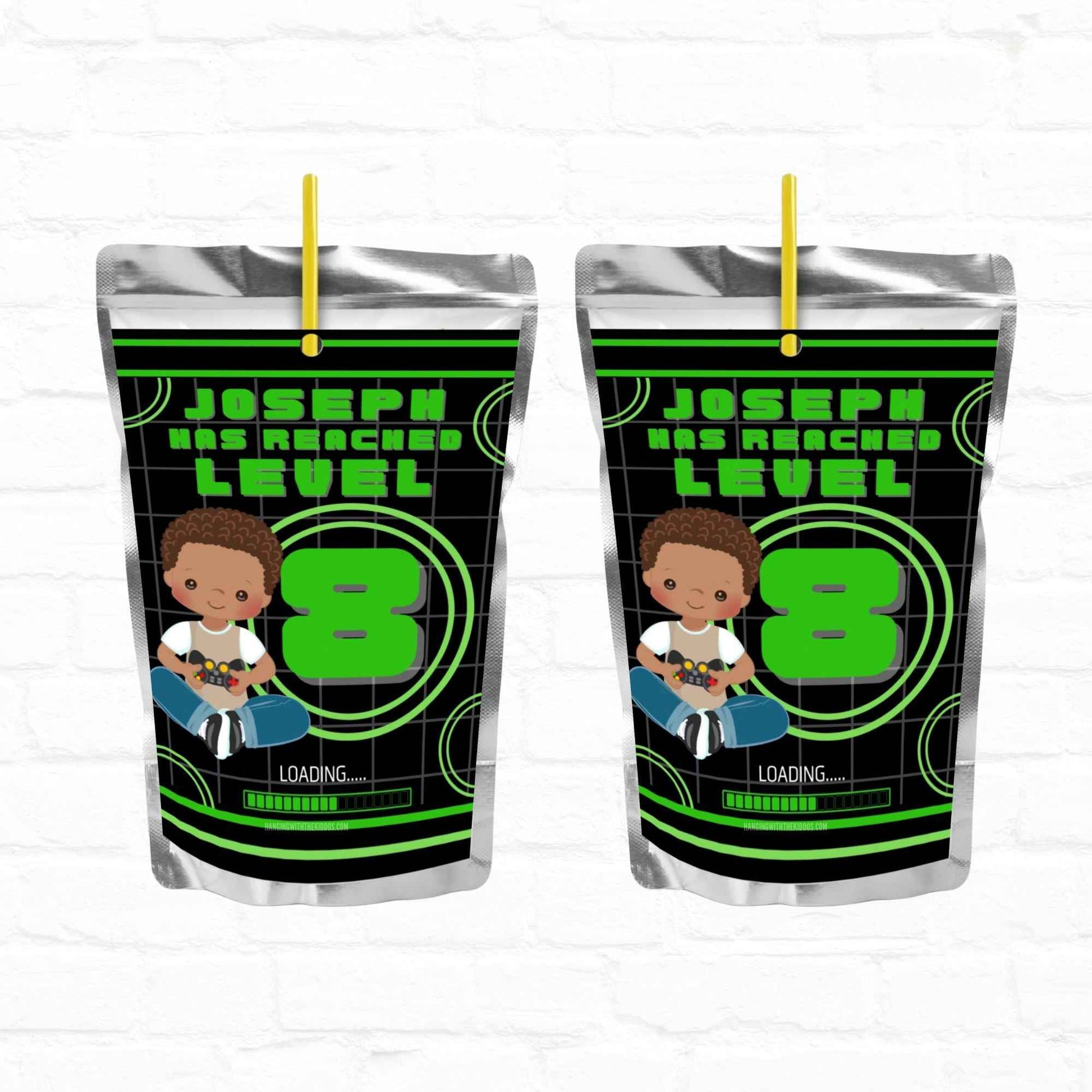 Video Game Birthday Party Personalized Juice Pouch Labels| Instant Download 02