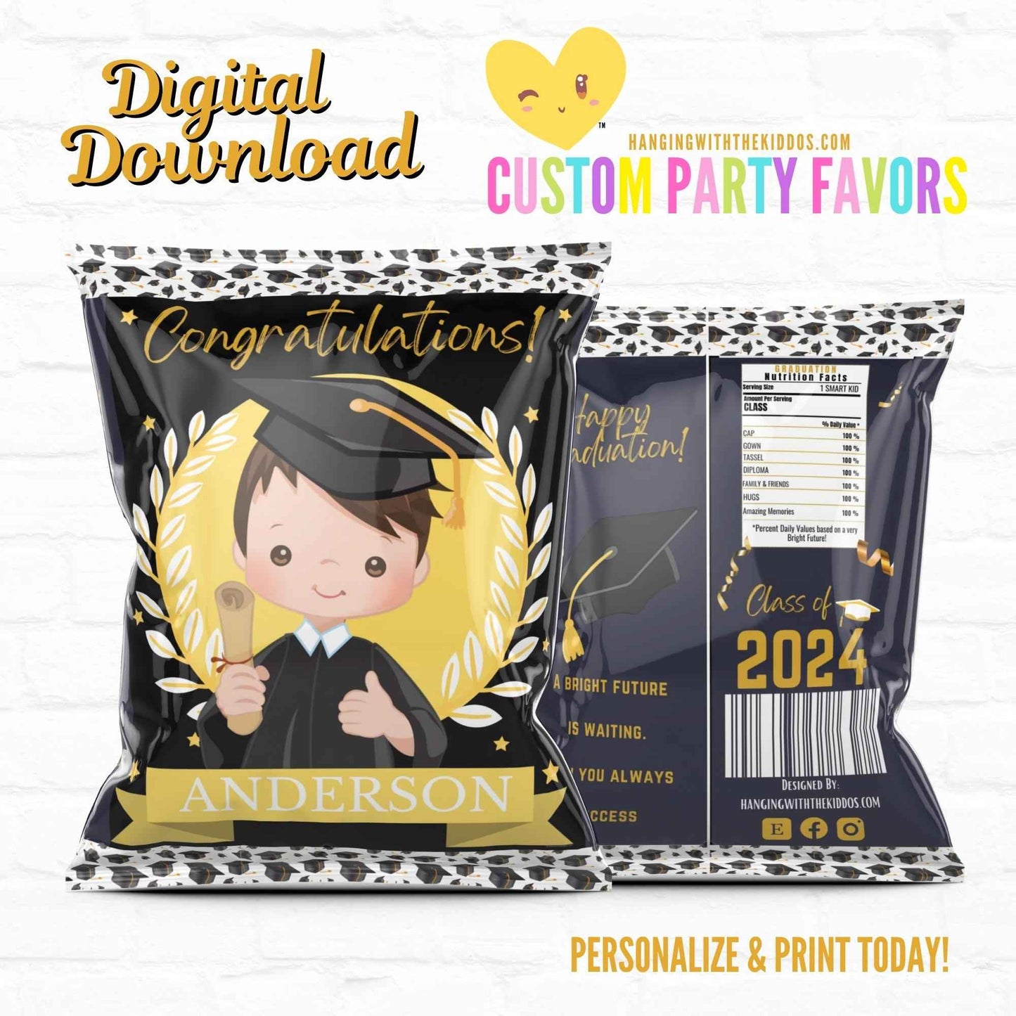 Graduation Party Custom Party Favors Chip Bags| Treat Bags-Boy 04