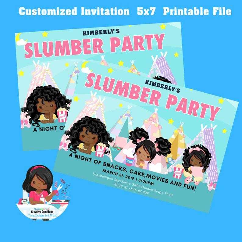 Girls Slumber Party Invitation| pajama party | Sleepover Birthday Invitations
