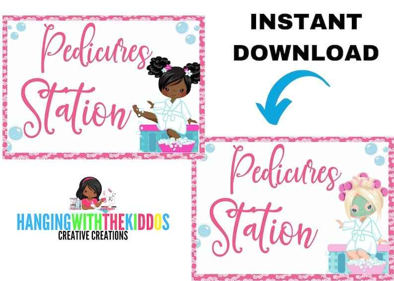 Spa Party Printables| Spa Party for Girls | Spa Birthday Party Activity Signs | Instant Download