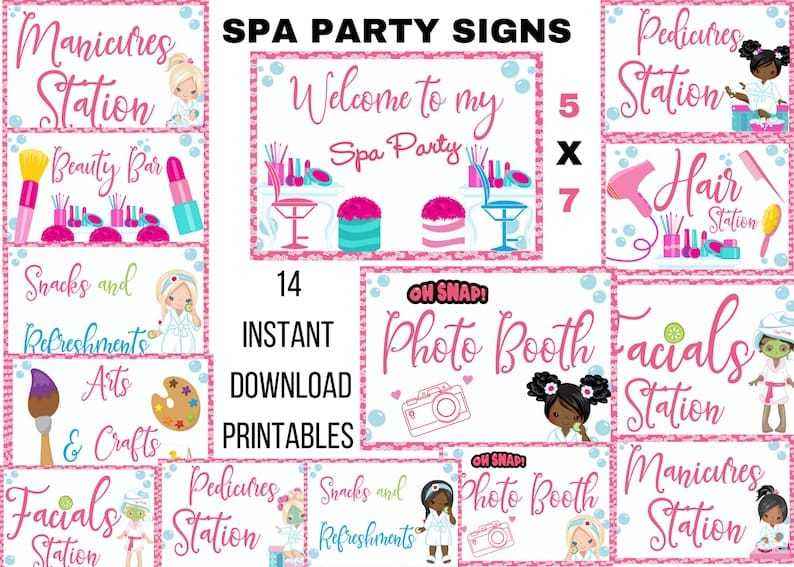 Spa Party Printables| Spa Party for Girls | Spa Birthday Party Activity Signs | Instant Download