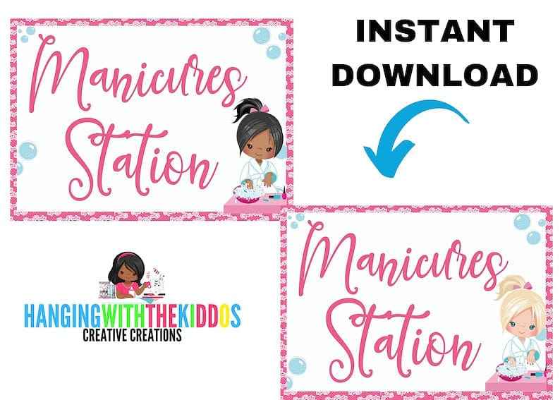 Spa Party Printables| Spa Party for Girls | Spa Birthday Party Activity Signs | Instant Download