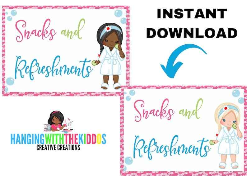 Spa Party Printables| Spa Party for Girls | Spa Birthday Party Activity Signs | Instant Download