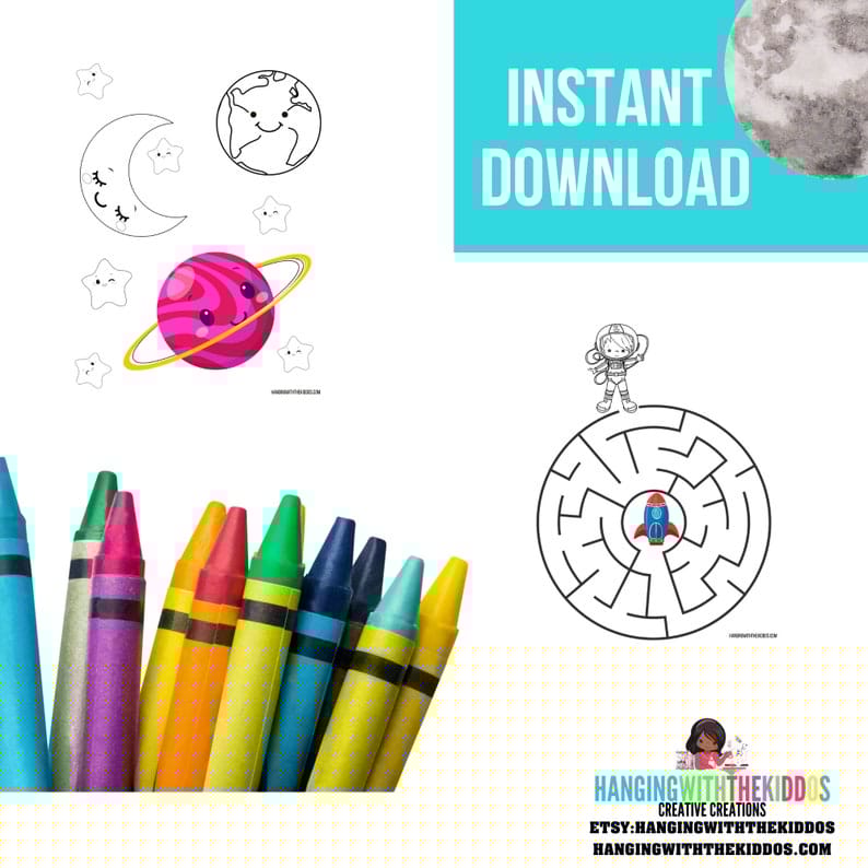 Outer Space Fun Activity Coloring Book| Space Coloring sheets Printable for Kids| INSTANT DOWNLOAD | Space Activity Coloring Pages