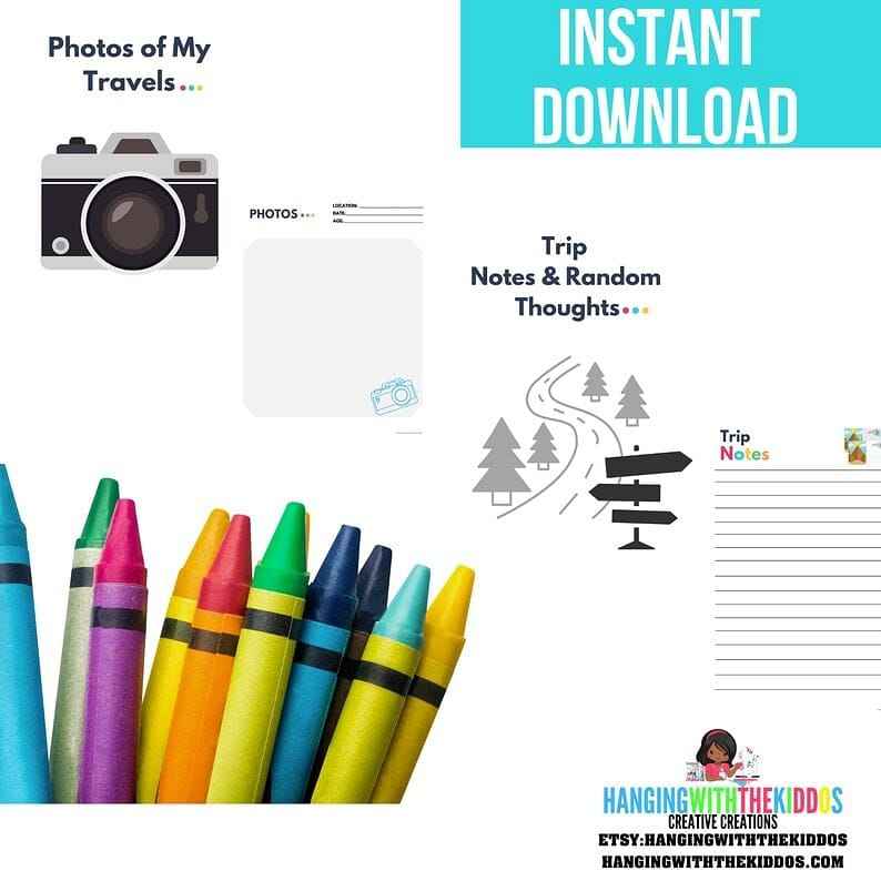 Kids Personalized Travel Journals| Kid Travel Activity Book | Printable Games for Kids | Travel USA Book | Travel Printable | Travel Books