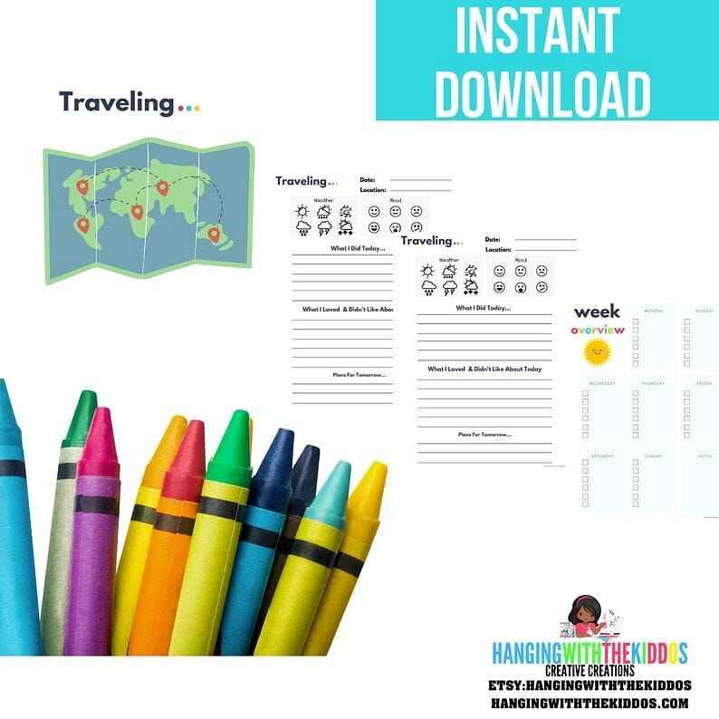 Kids Personalized Travel Journals| Kid Travel Activity Book | Printable Games for Kids | Travel USA Book | Travel Printable | Travel Books