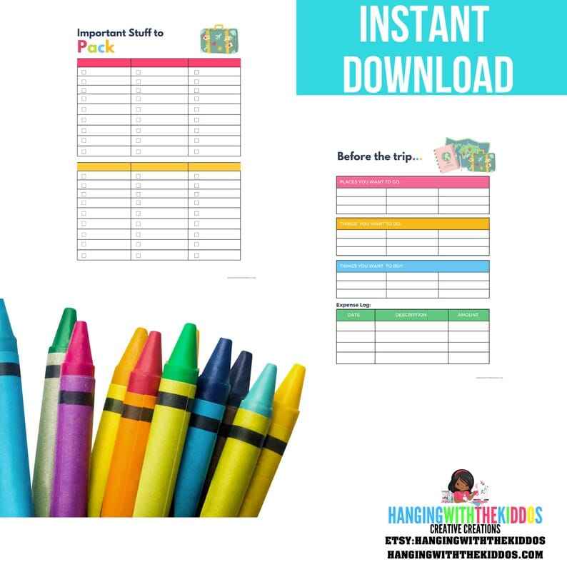 Kids Personalized Travel Journals| Kid Travel Activity Book | Printable Games for Kids | Travel USA Book | Travel Printable | Travel Books