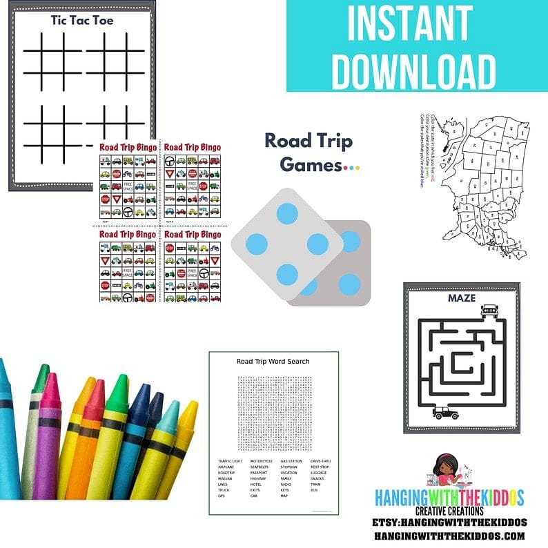 Kids Personalized Travel Journals| Kid Travel Activity Book | Printable Games for Kids | Travel USA Book | Travel Printable | Travel Books