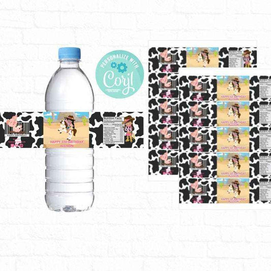 Cowgirl Personalized Spa Day Water Bottle Labels