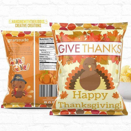 Thanksgiving Printable Chip Bags| Treat Bags Send Thanksgiving guests home with something sweet| Get your Instant Download Now!
