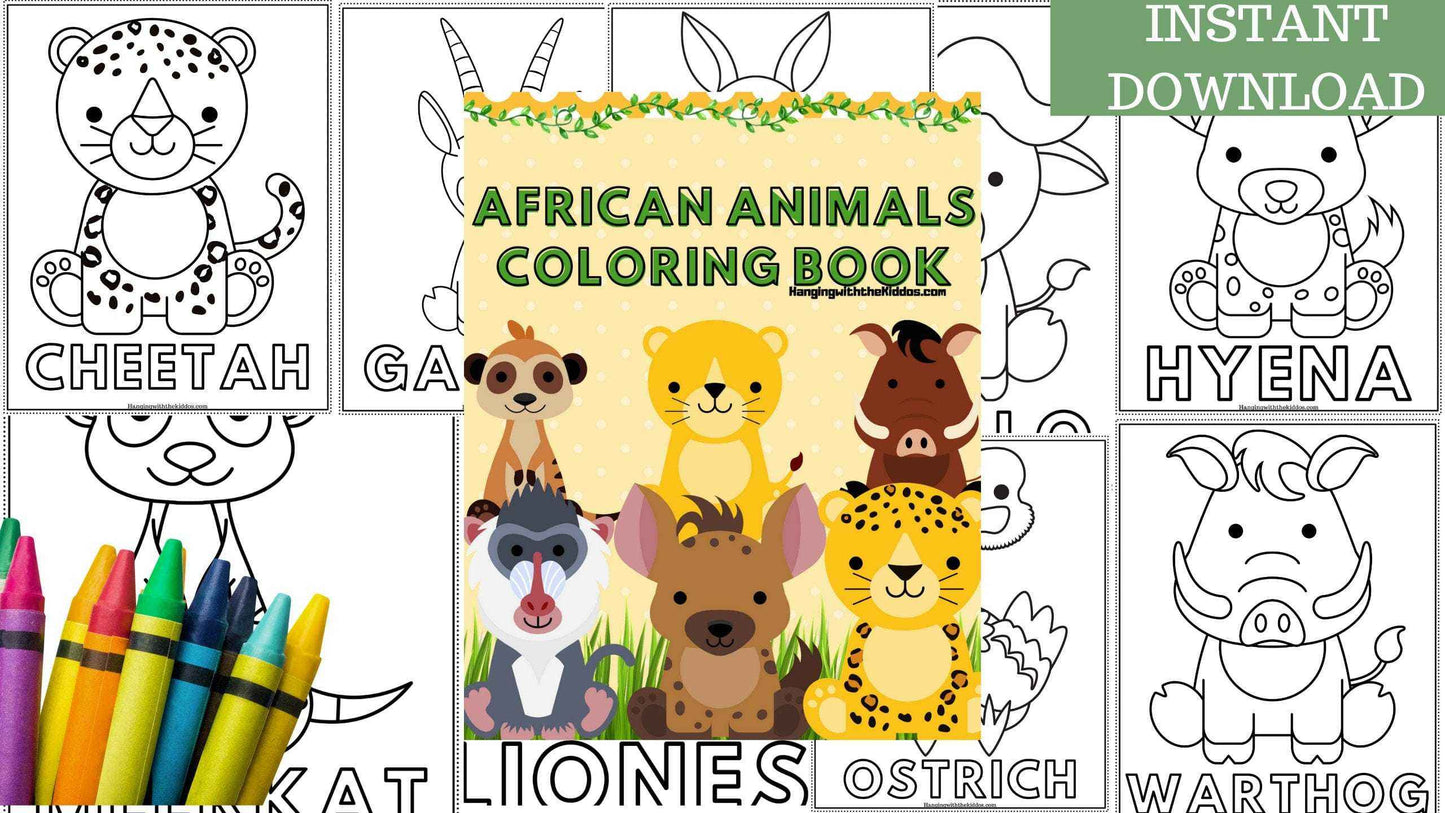 African Animals Coloring Book | Printable colouring book for Kids and Adults| Zoo Animal