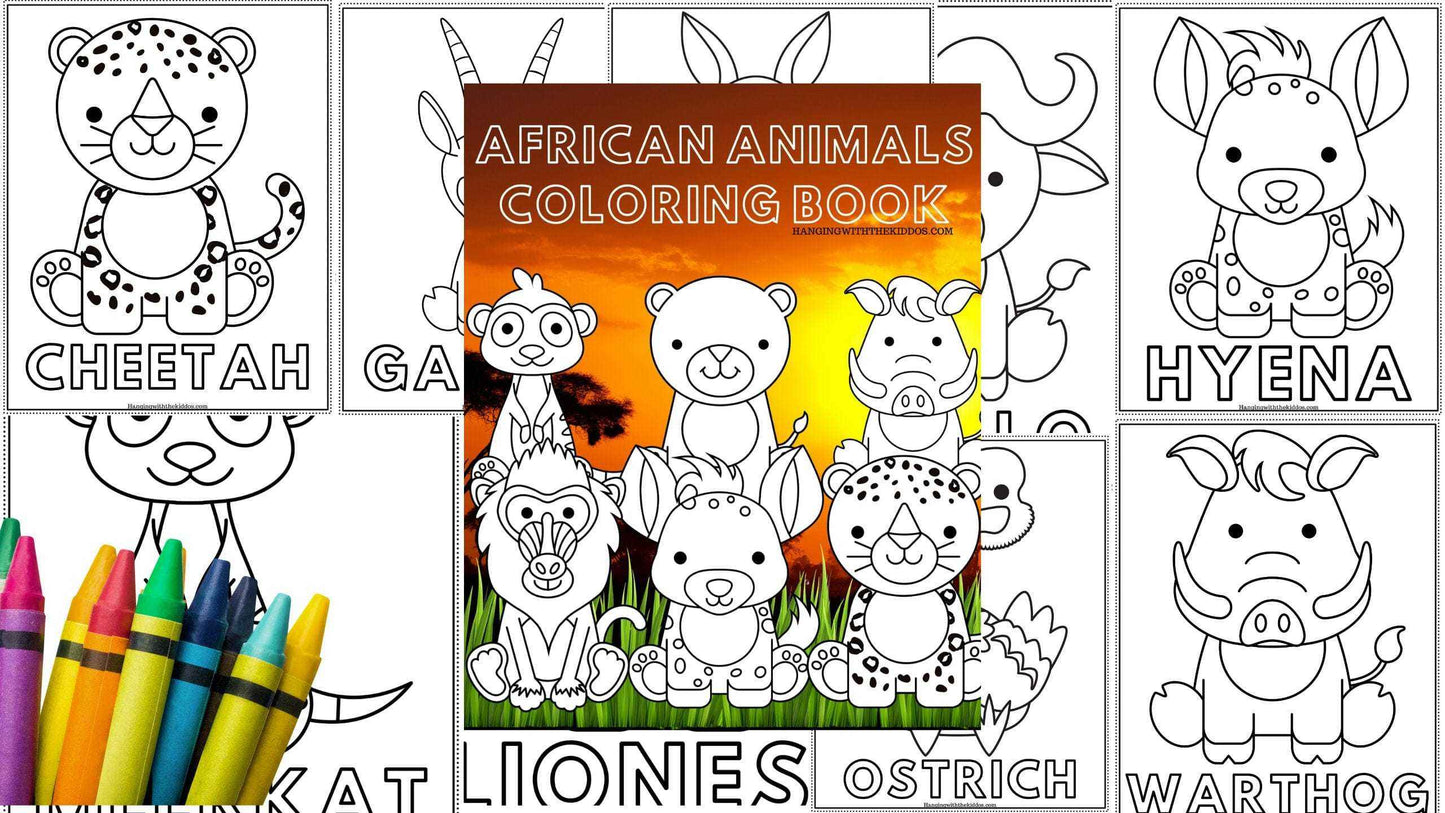 African Animals Coloring Book | Printable colouring book for Kids and Adults| Zoo Animal