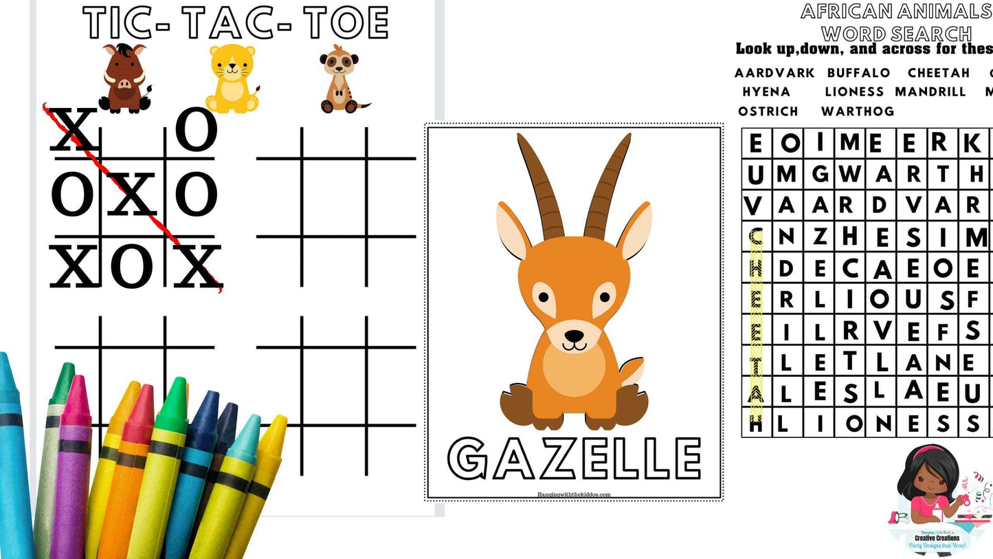 African Animals Coloring Book | Printable colouring book for Kids and Adults| Zoo Animal