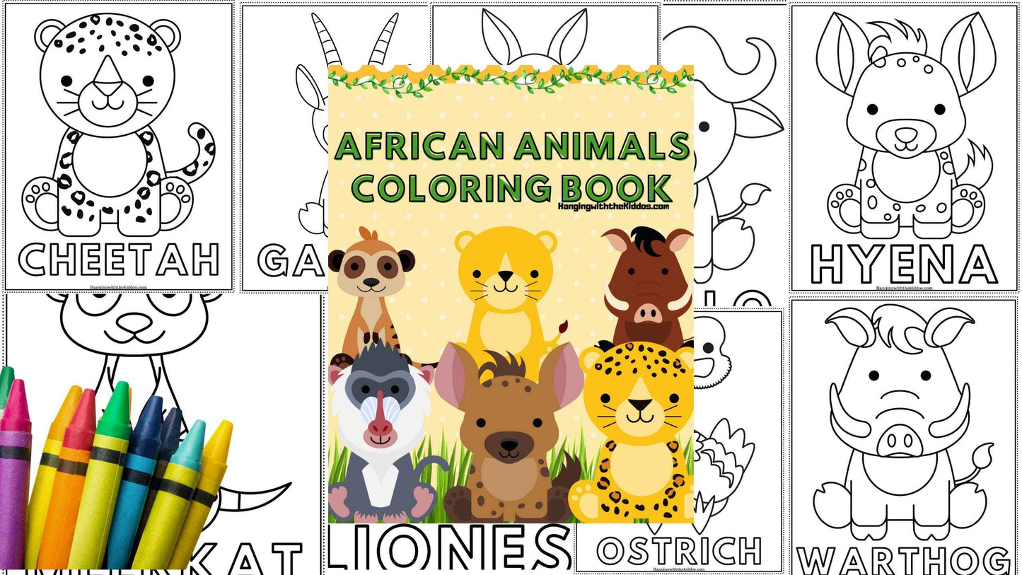 African Animals Coloring Book | Printable colouring book for Kids and Adults| Zoo Animal