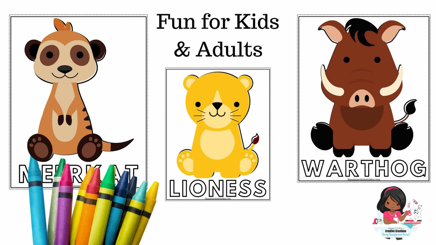 African Animals Coloring Book | Printable colouring book for Kids and Adults| Zoo Animal