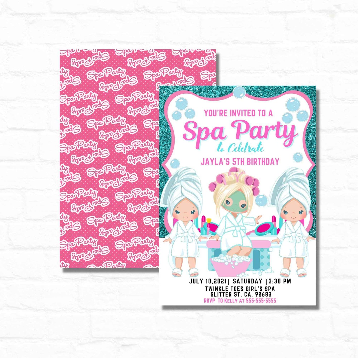Tween Girls Spa Party Invitations| 5X7
