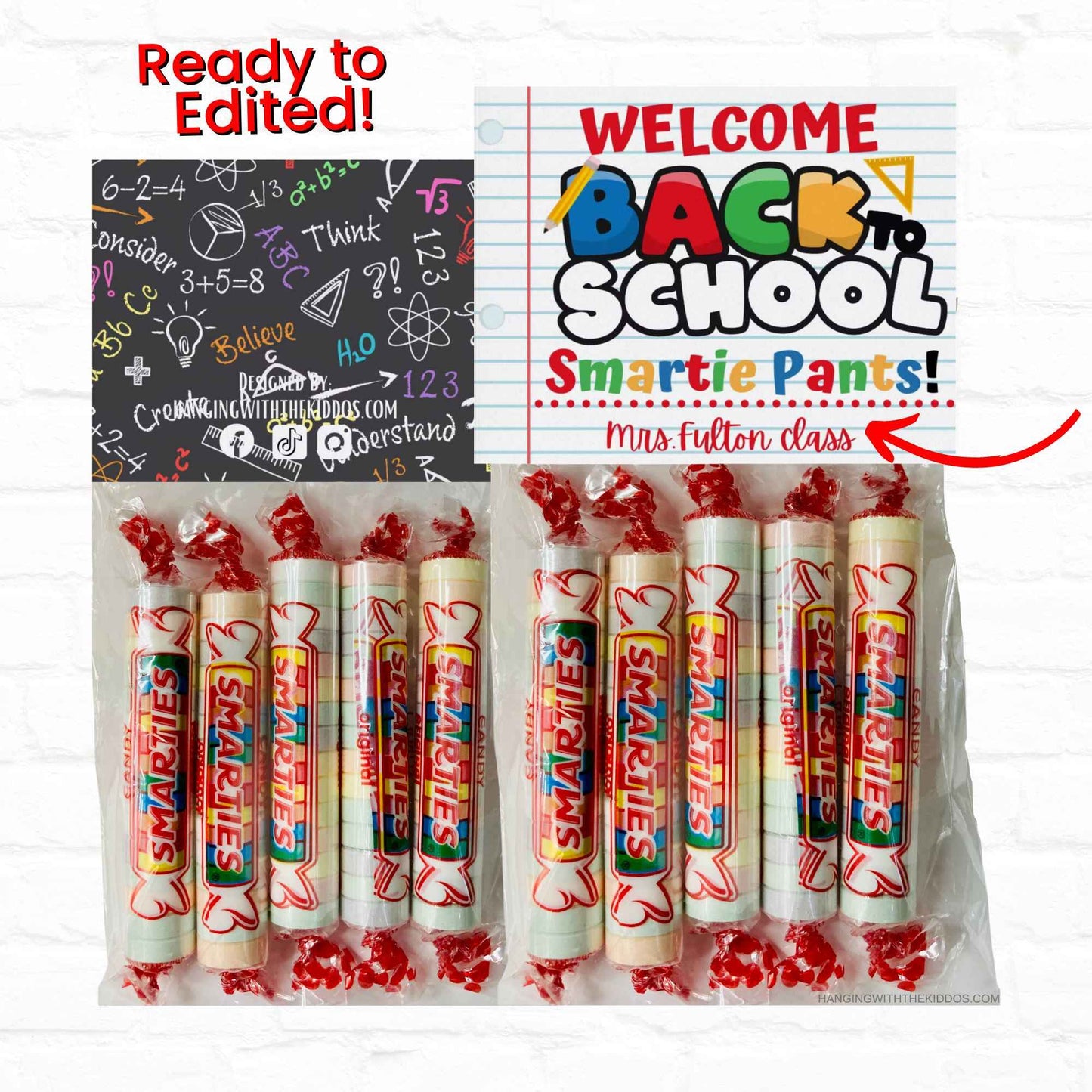 Welcome Back to School SMARTIE PANTS Bag Topper Gift from Teacher| Add to Welcome Bags or Lunch Bag | Ready to Edit Bag Toppers