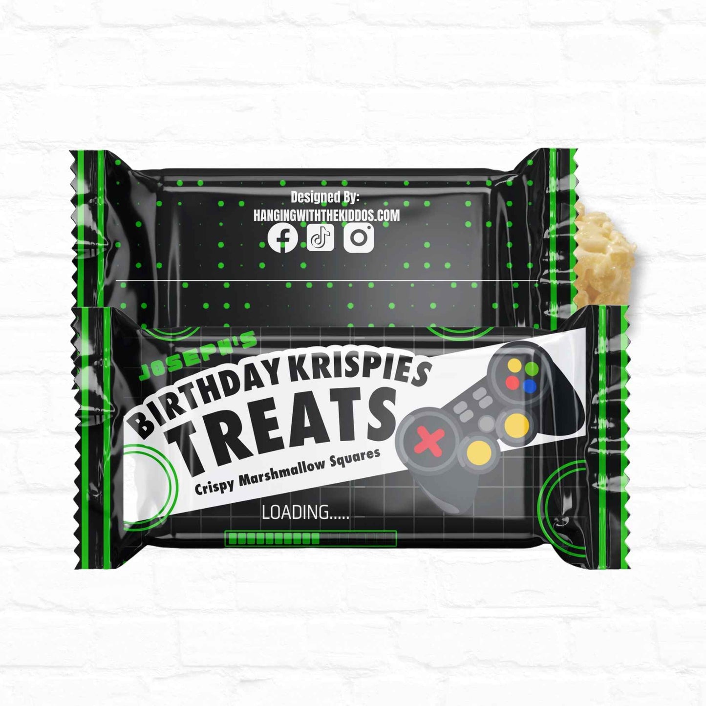 Video Game Birthday Personalized Rice Krispy Treats Wrappers| Instant Download
