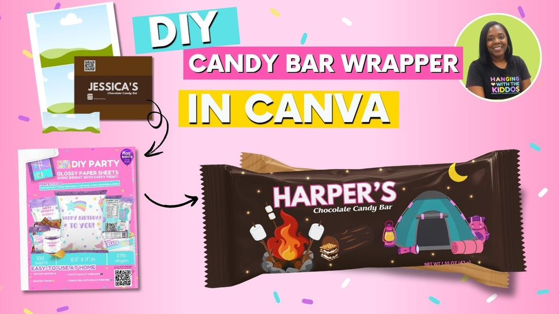 DIY candy bar wrapper tutorial example using Canva