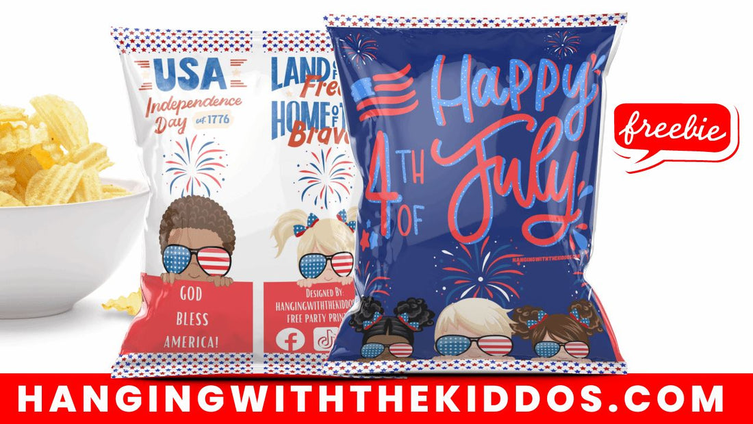 4th of July Free Printable Chip Bag Template