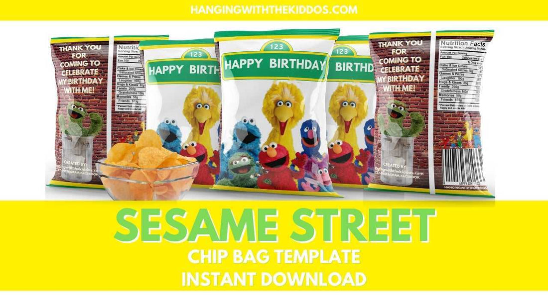 FREE Sesame Street Party Printable| Chip Bag Template