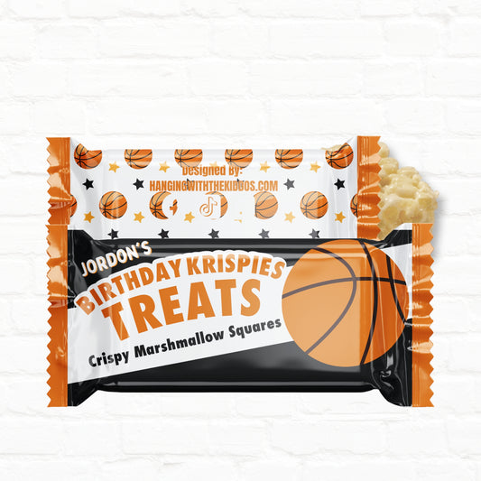 Basketball Party Personalized Rice Krispie Treats Wrappers