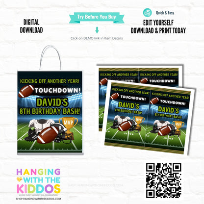 Editable Football Gift Bag Label Printable