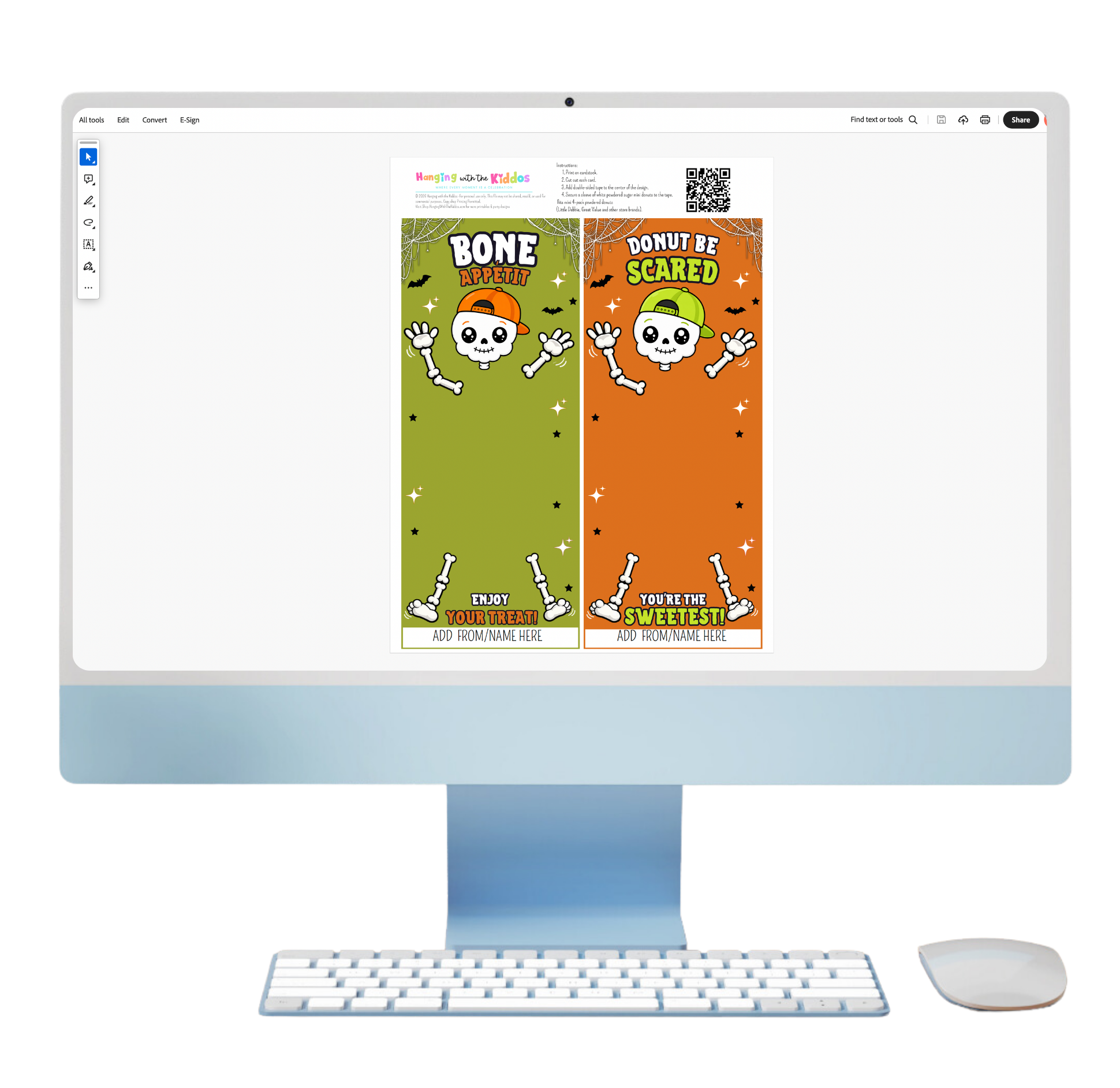 Skeleton Donut Card Halloween Printable | You're the Sprinkle to My Donut Treat Card