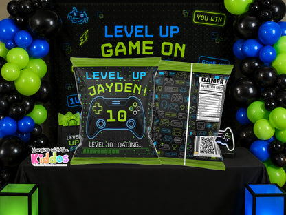 Gamer Birthday Chip Bag Template