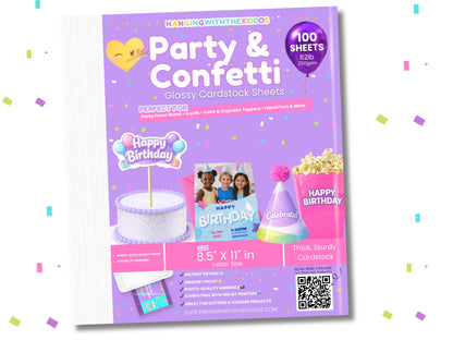 Glossy Cardstock Paper for Party Crafts – 62lb (230gsm), 8.5x11, 100 Pack