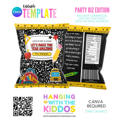 Back to School Label Bundle | Editable Canva Templates | Commercial Use | PartyBiz Pro