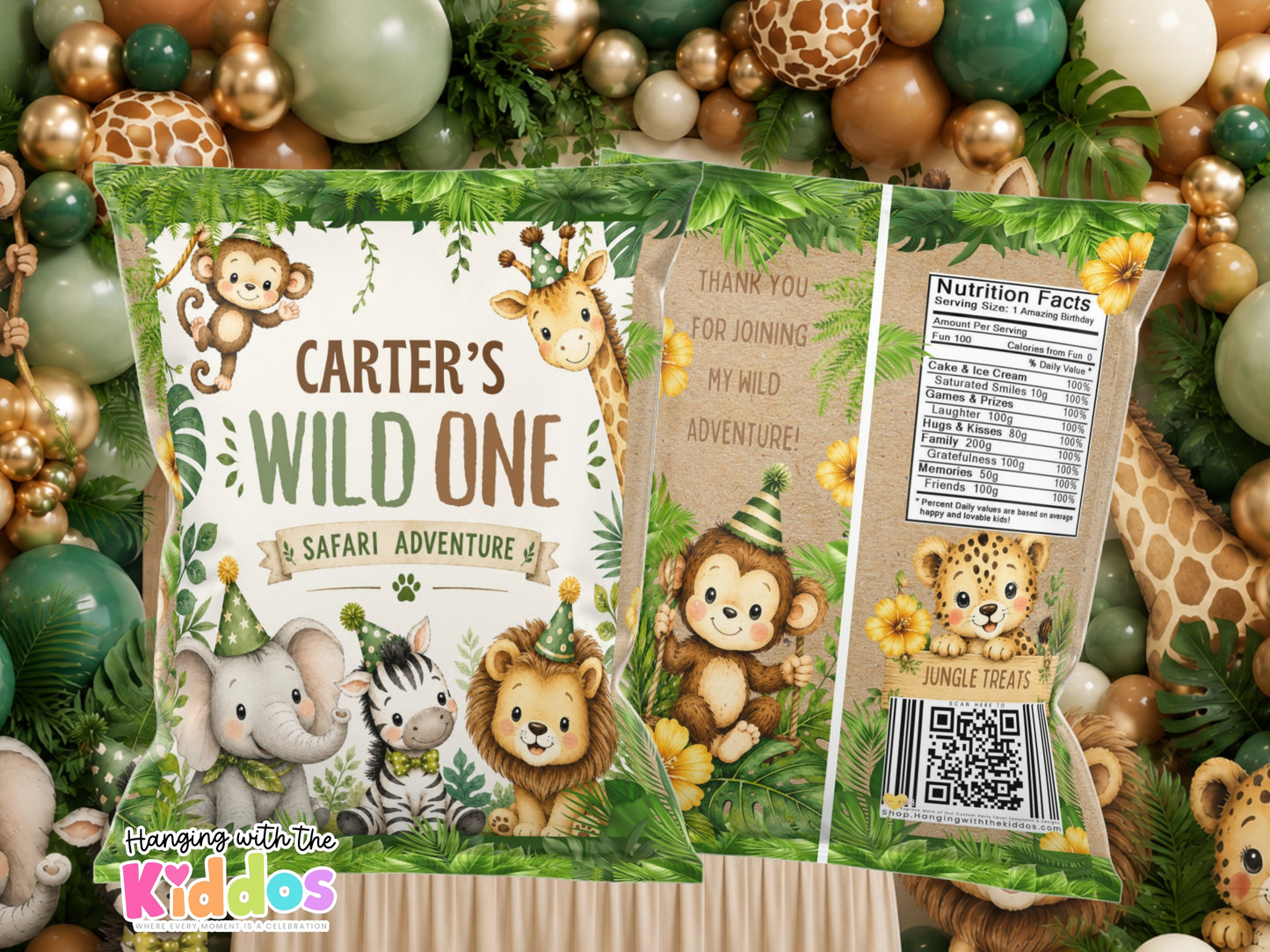 Wild One Safari Chip Bag Template