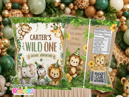 Wild One Safari Chip Bag Template