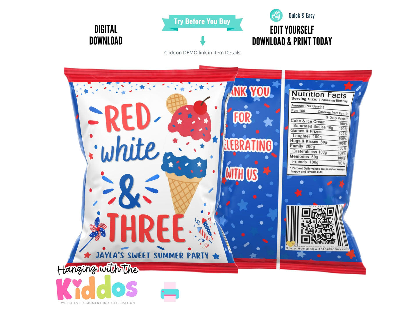 Patriotic Chip Bag Template