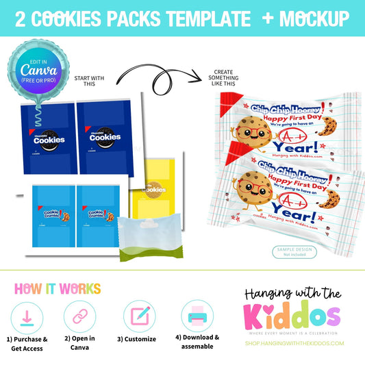 2-Pack Cookie Wrapper Template Canva | Editable + Mockup