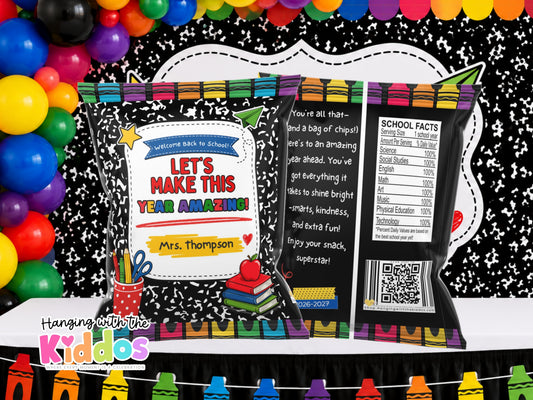 Back to School Chip Bag Template