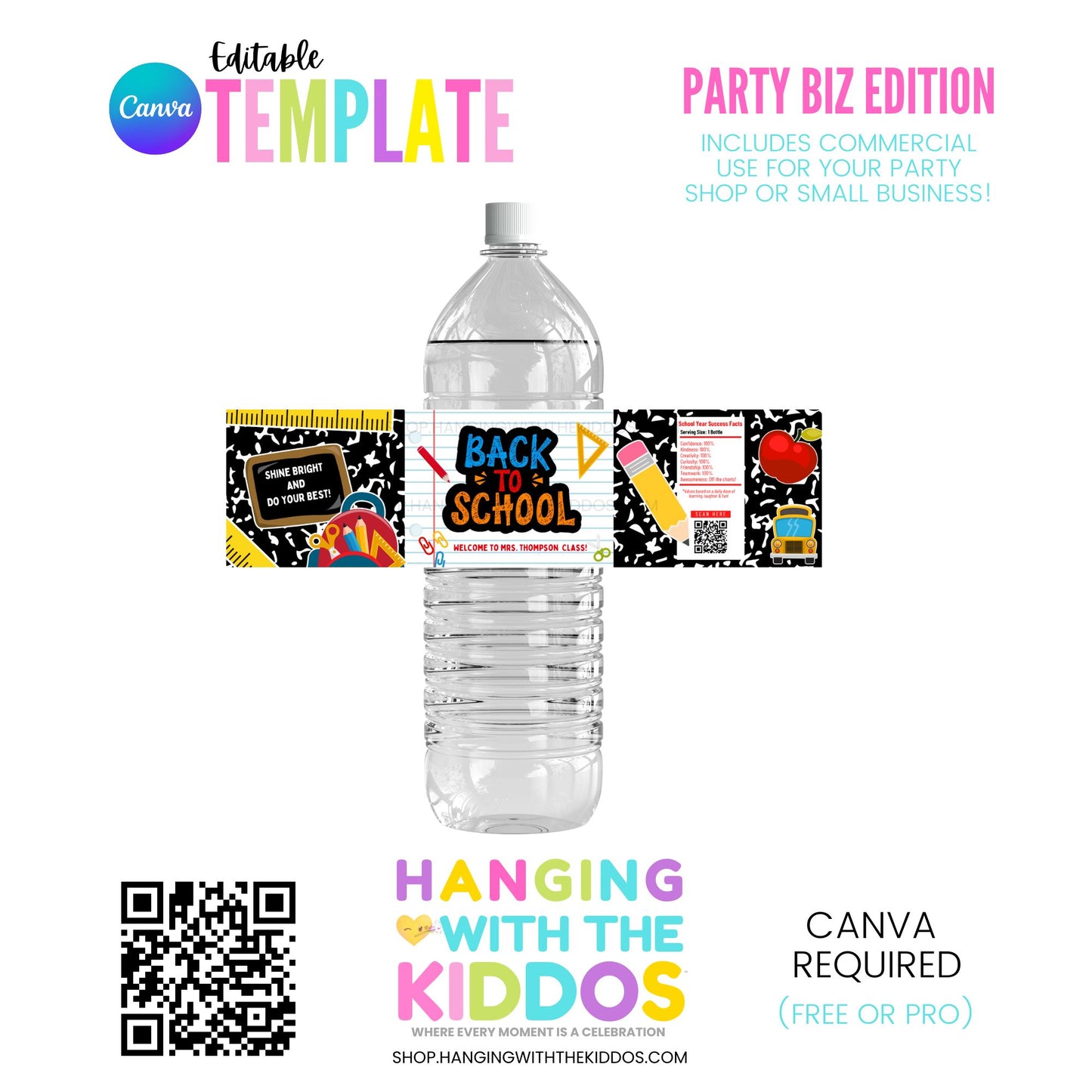 Back to School Label Bundle | Editable Canva Templates | Commercial Use | PartyBiz Pro