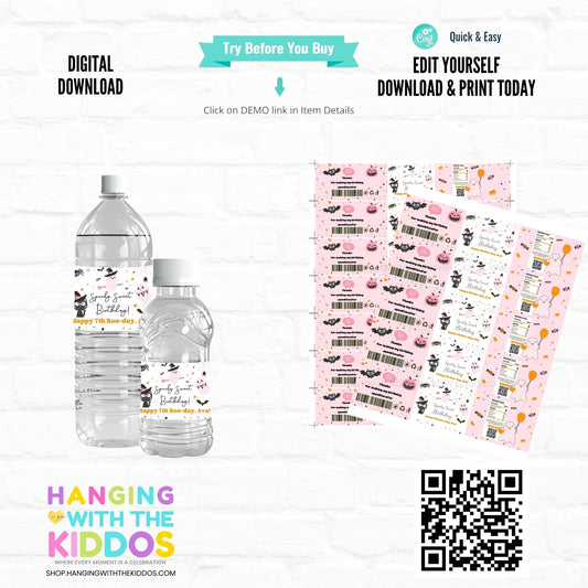 Spooky Party Water Bottle Labels
