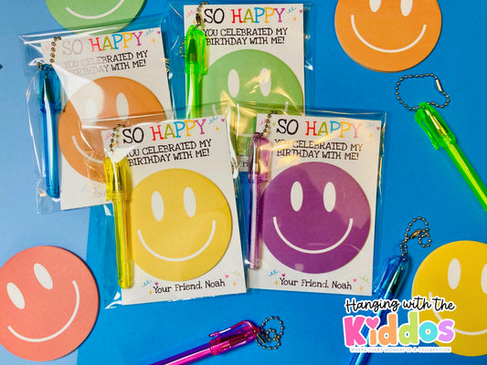Personalized Smiley Face Birthday Party Favors