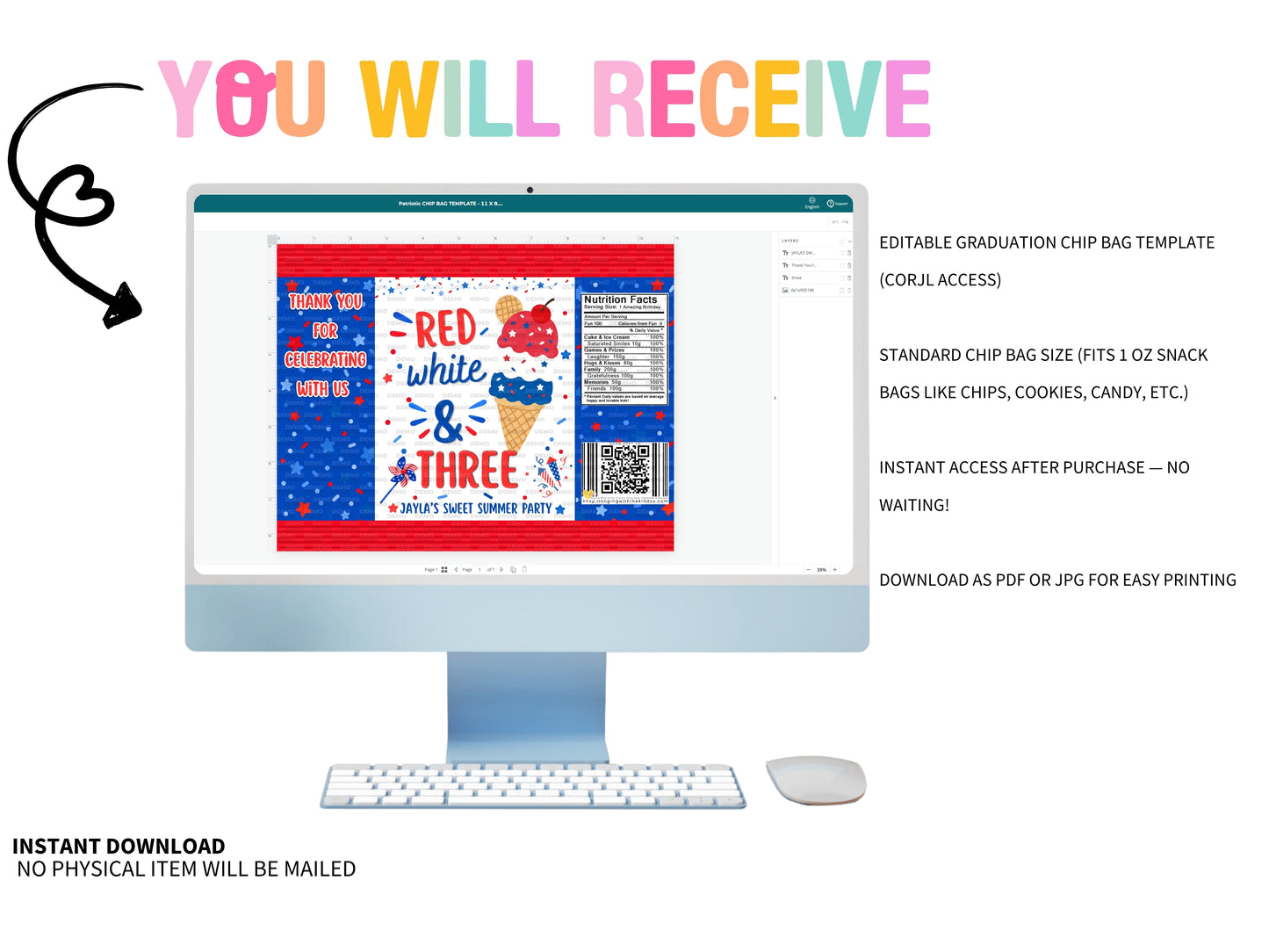 Patriotic Chip Bag Template