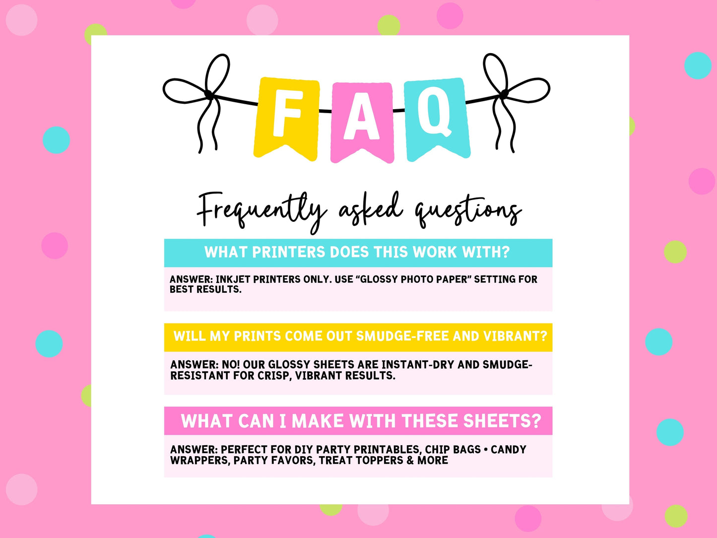 Party Favor Printing Starter Kit (3 Pack) – Glossy Paper + Printable Vinyl + Glossy Cardstock, 8.5x11