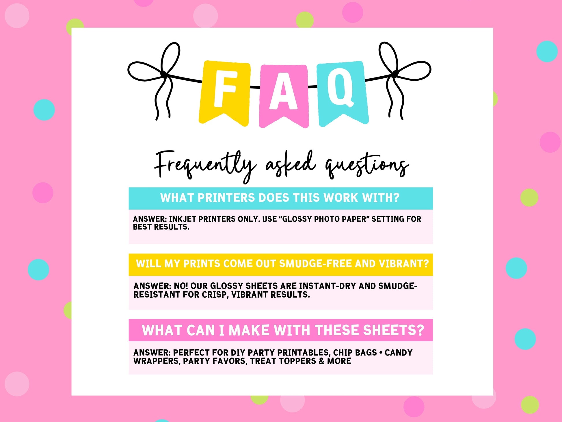 Party Favor Printing Starter Kit (3 Pack) – Glossy Paper + Printable Vinyl + Glossy Cardstock, 8.5x11