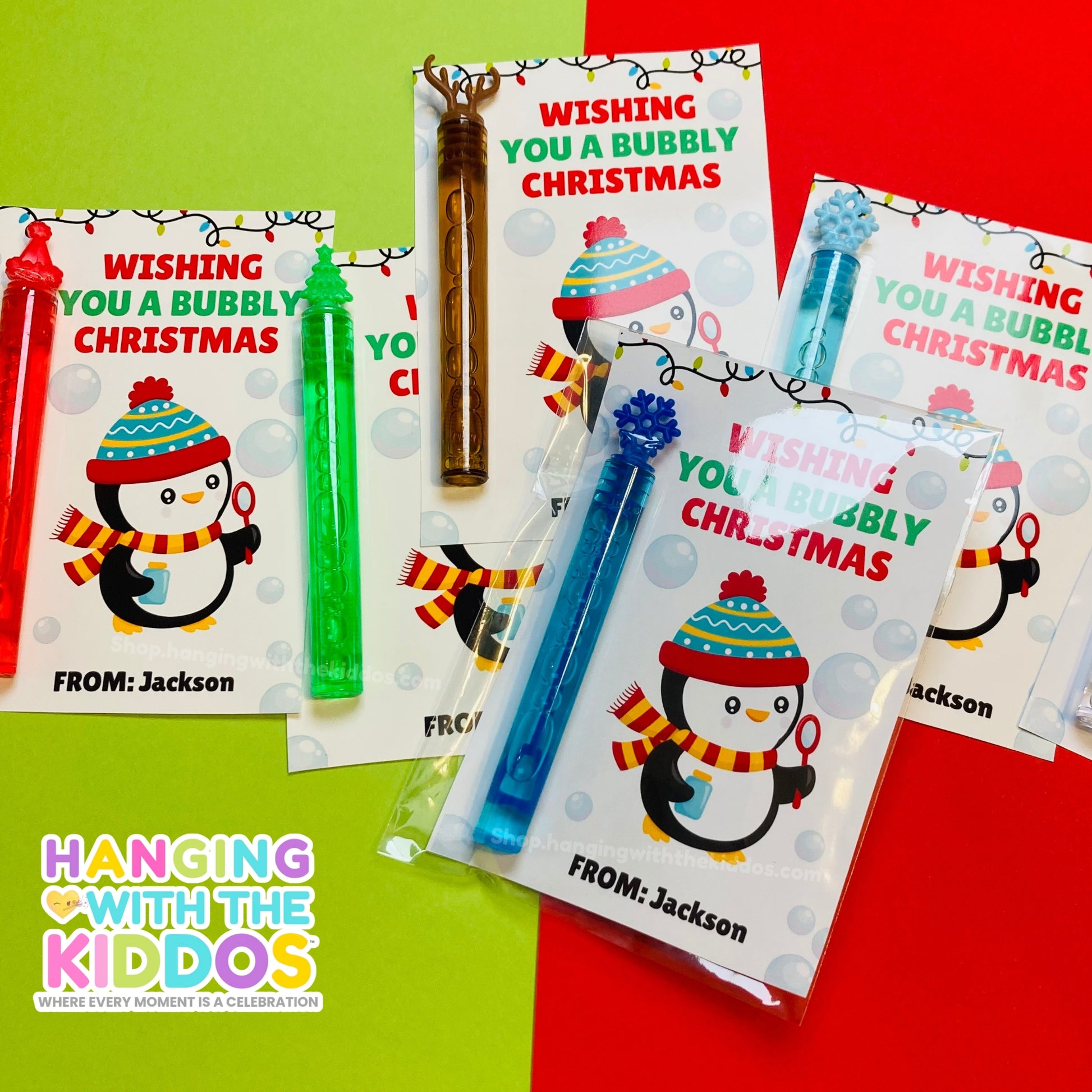 Personalized Christmas Bubble Card Favor