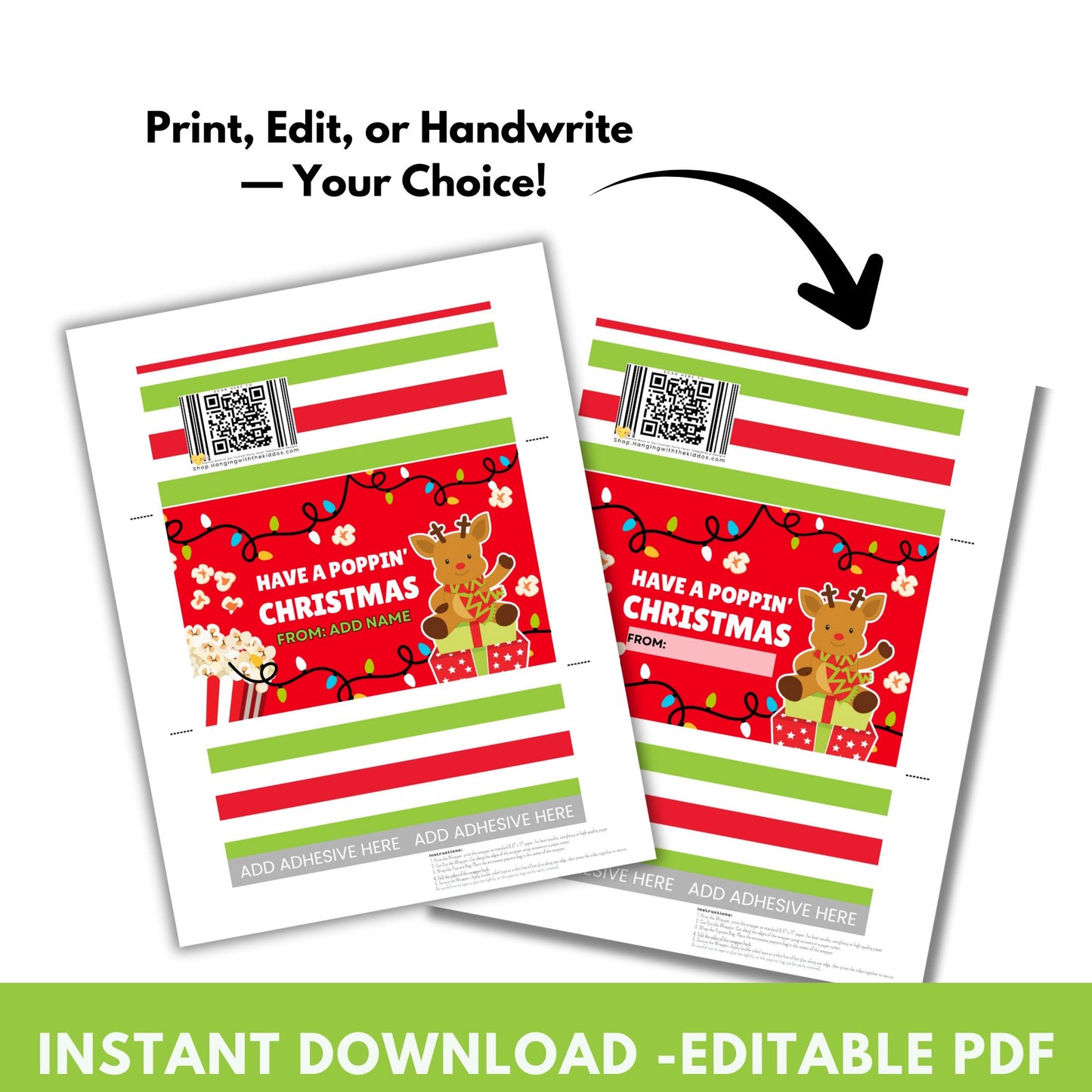 Christmas Popcorn Bag Wrapper