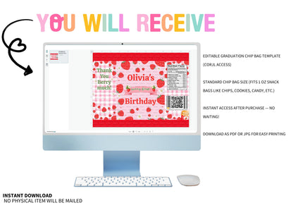 Berry First Birthday Chip Bag Template