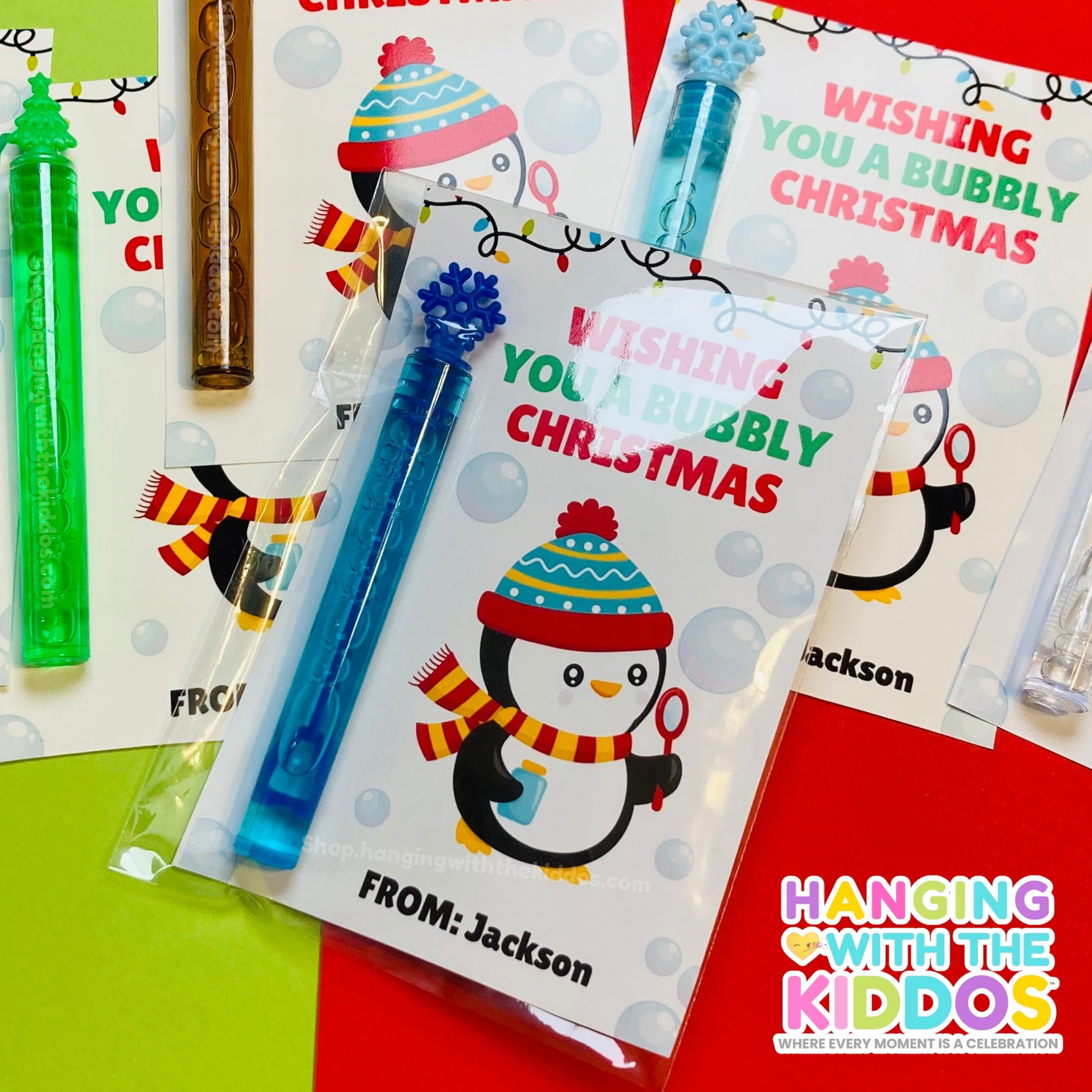Personalized Christmas Bubble Card Favor