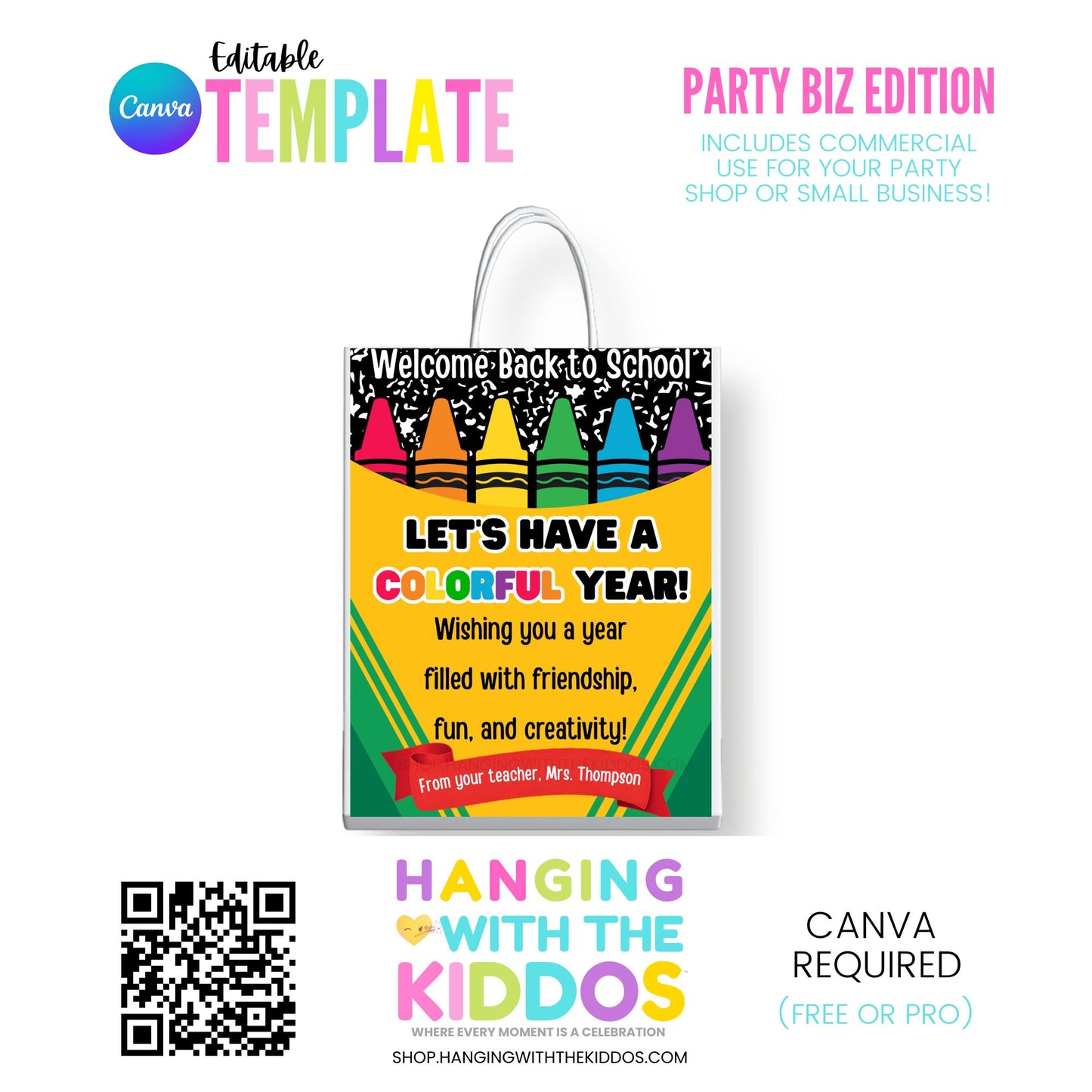 Back to School Label Bundle | Editable Canva Templates | Commercial Use | PartyBiz Pro