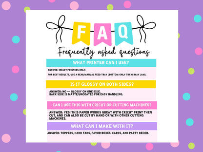 Party Favor Printing Starter Kit (3 Pack) – Glossy Paper + Printable Vinyl + Glossy Cardstock, 8.5x11